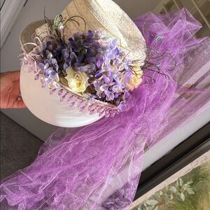 Chic Women's Hat with Purple and Cream Accents